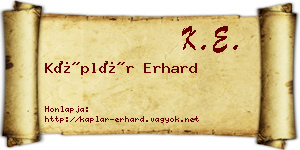Káplár Erhard névjegykártya